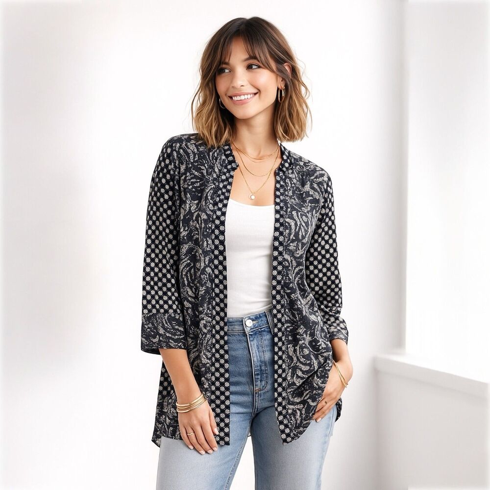 H&M Mixed Pattern Lightweight Boho Kimono Jacket